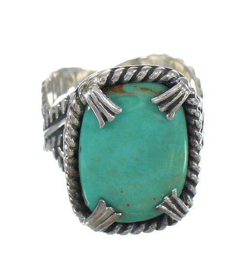 Genuine Sterling Silver Southwestern Turquoise Ring Size 7-3/4 RX62094